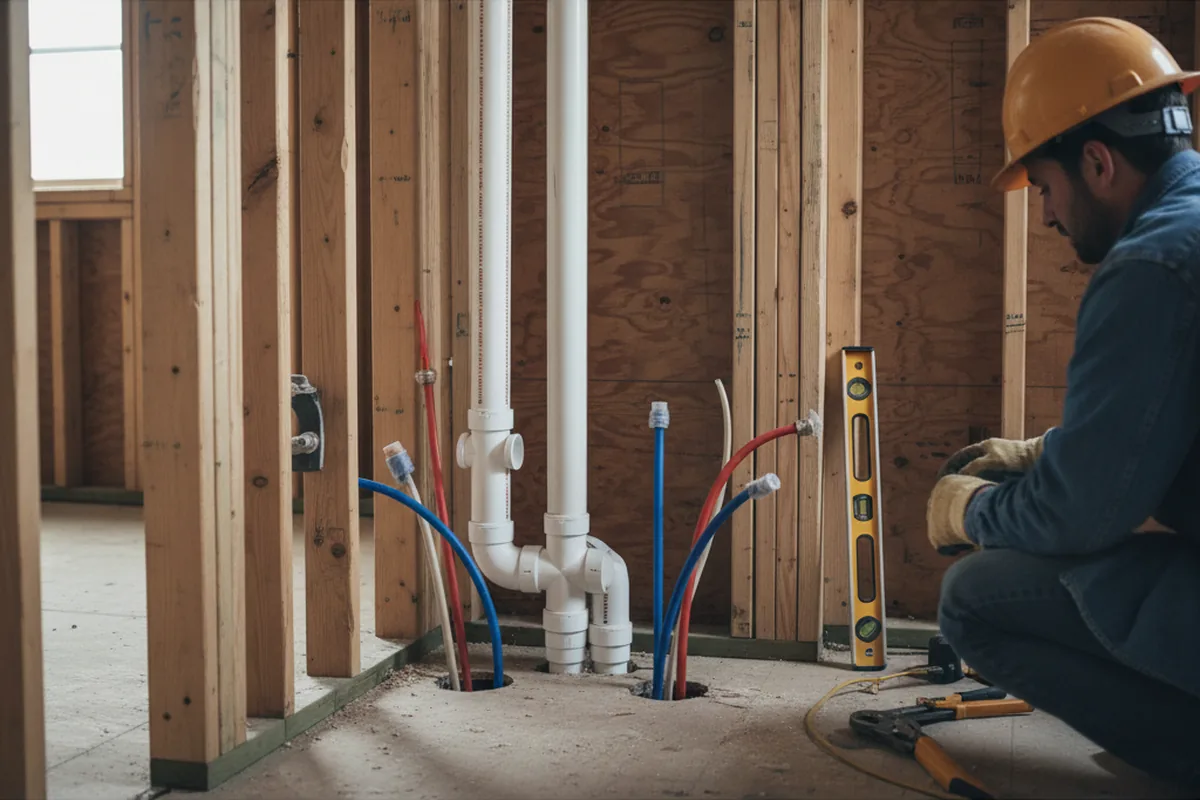 Drain and supply rough-in during Leak Detection in Bradenton Beach