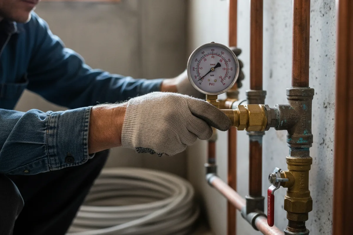 Pressure testing a repaired line during Water Line Repair in Bradenton Beach